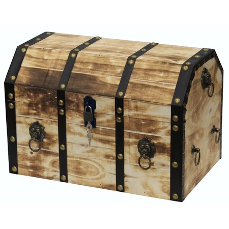 Vintiquewise Large Wooden Decorative Lion Rings Pirate Trunk with Lockable Latch and Lock QI003319L
